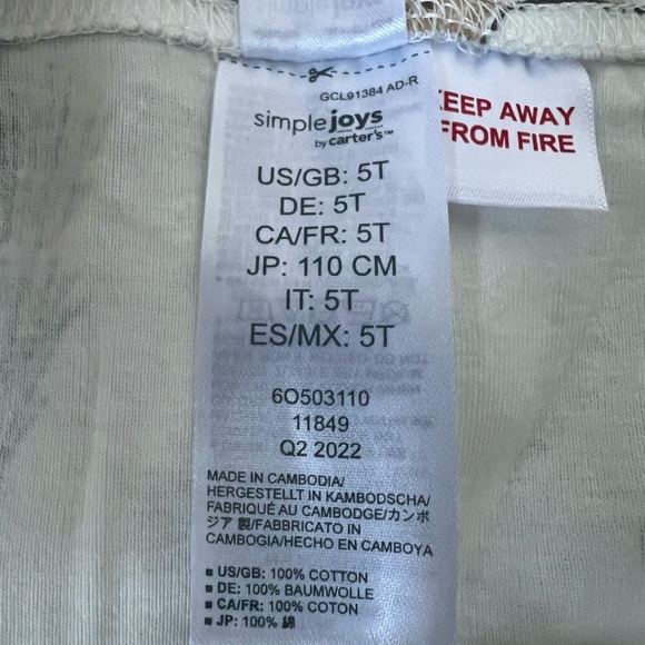 Simple Joys by Carter's 3-Piece Snug-fit 100% Cotton Holiday Pajama Set 5T NWT - Picture 8 of 10